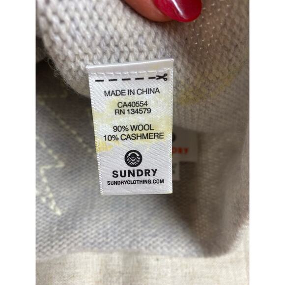 SUNDRY White Bolts Embroidered Wool Cashmere Beanie - Picture 5 of 6